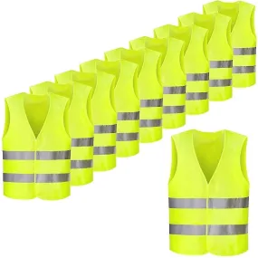 10pcs Chalecos de Seguridad Verde Neón - Visibilidad - Lavable (ruigou)