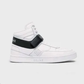 Celine Hombre CT-03 Zapatilla alta con rayado en piel de becerro-Blanco